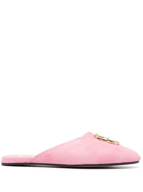 Gylon logo-plaque suede slippers by BALLY