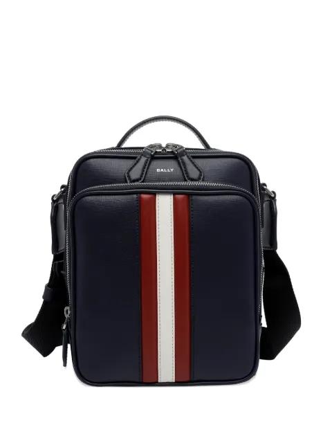 Mythos striped zip leather messenger bag by BALLY