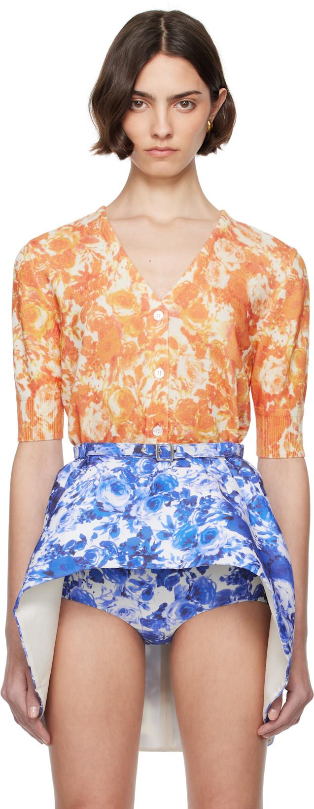 Orange Rosengarten Print Cardigan by BALLY