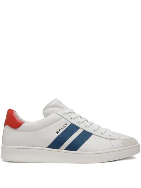 Retro Crest ribbon-striped leather sneakers by BALLY