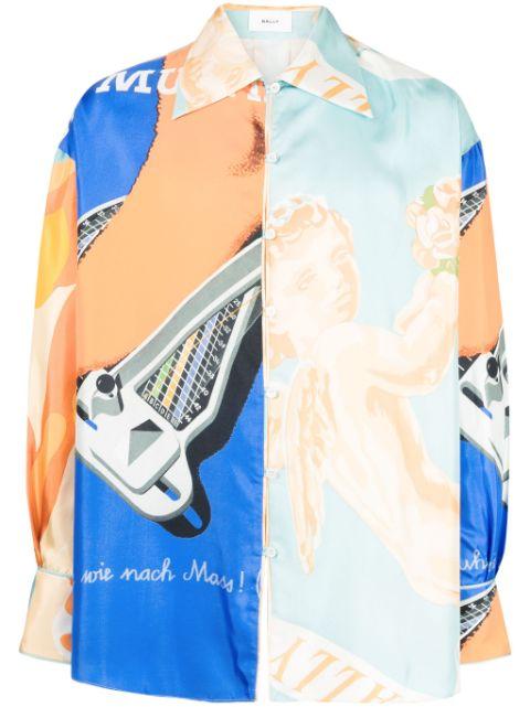 abstract-print panelled shirt by BALLY