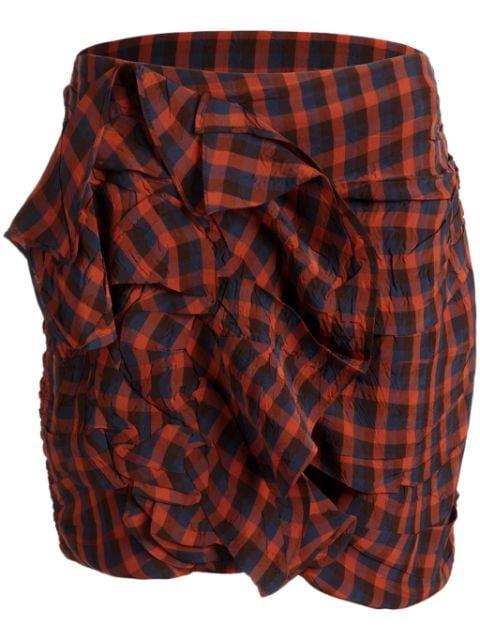 checked ruched mini skirt by BALLY