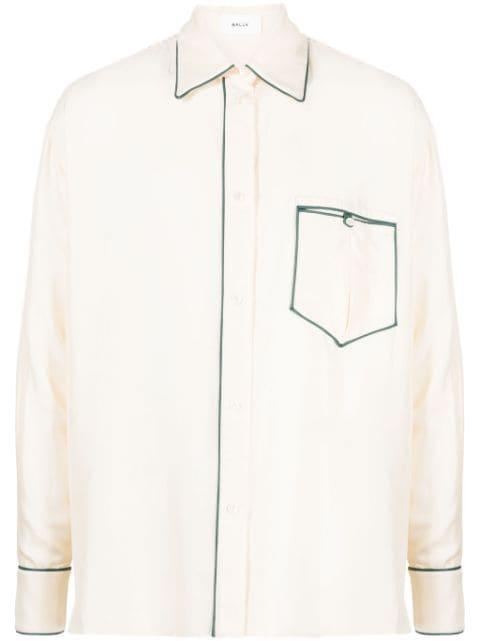 contrast-piping silk pyjama shirt by BALLY