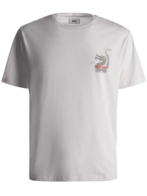 dragon-print organic cotton T-shirt by BALLY