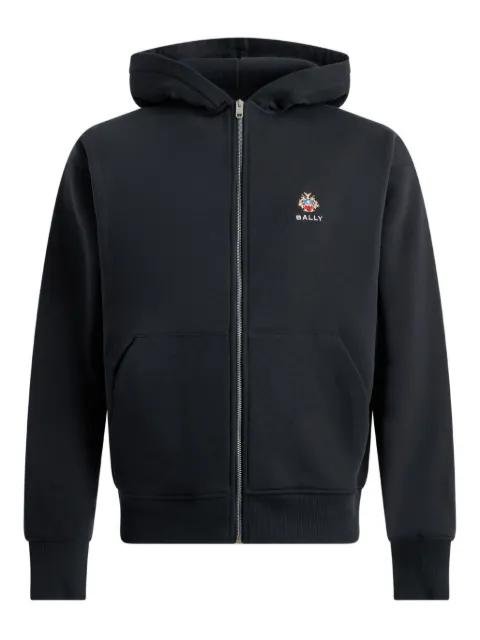 embroidered-Crest zip-up hoodie by BALLY