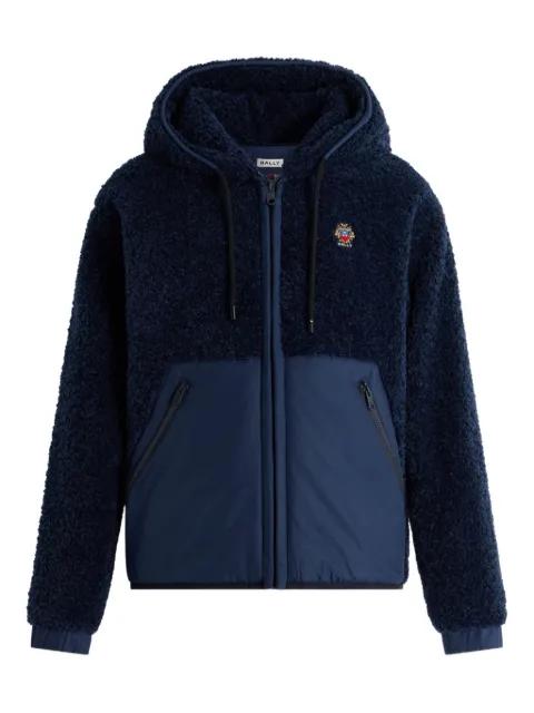 embroidered fleece hoodied jacket by BALLY