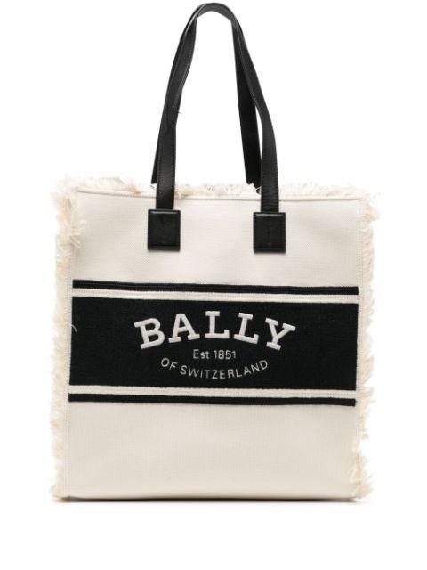 embroidered-logo canvas tote bag by BALLY