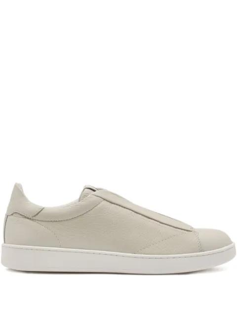 grained leather retro crest sneakers by BALLY