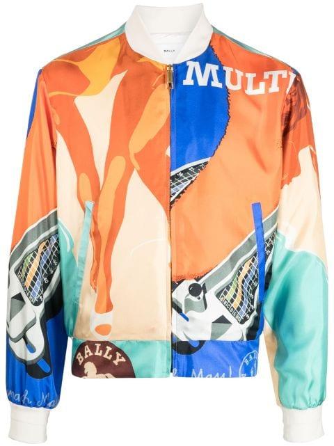 graphic-print bomber jacket by BALLY