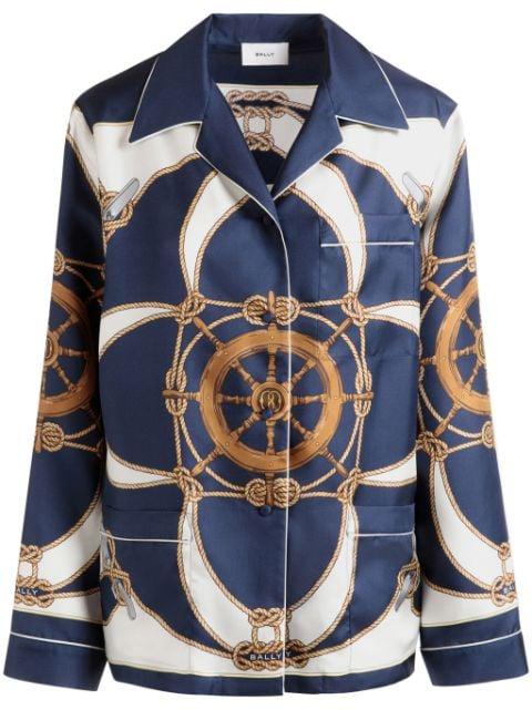 graphic-print silk shirt by BALLY