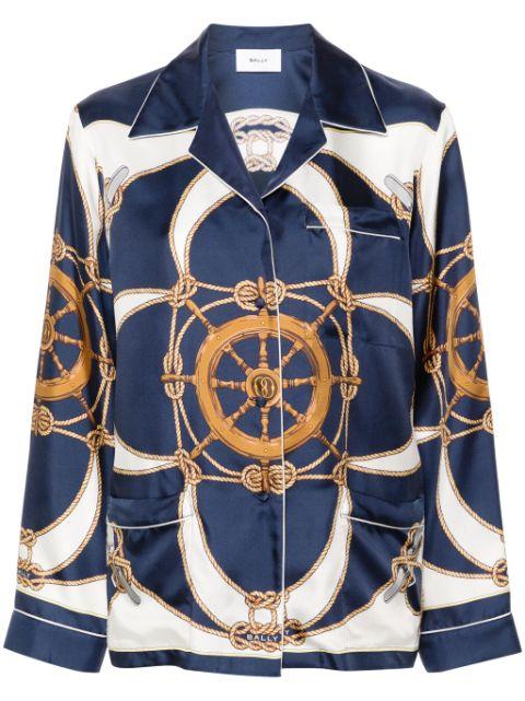 graphic-print silk shirt by BALLY