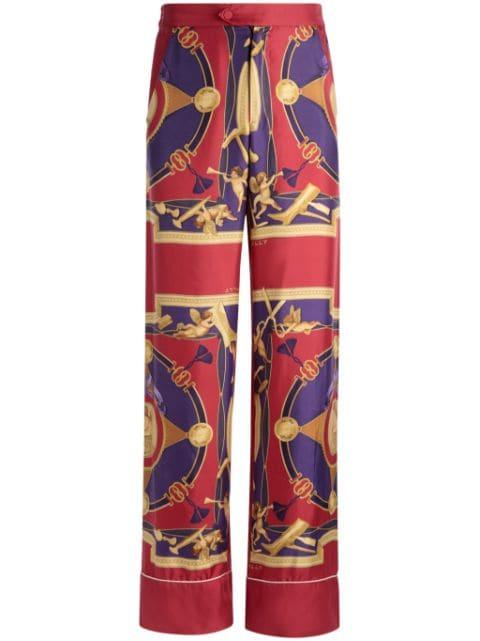 graphic-print silk trousers by BALLY