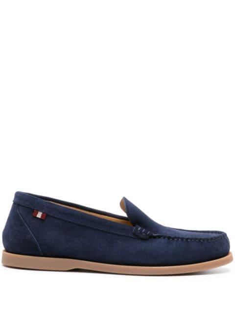 grosgrain-tab suede loafers by BALLY