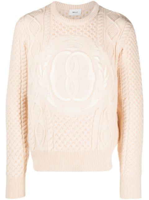 intarsia-knit logo wool jumper by BALLY