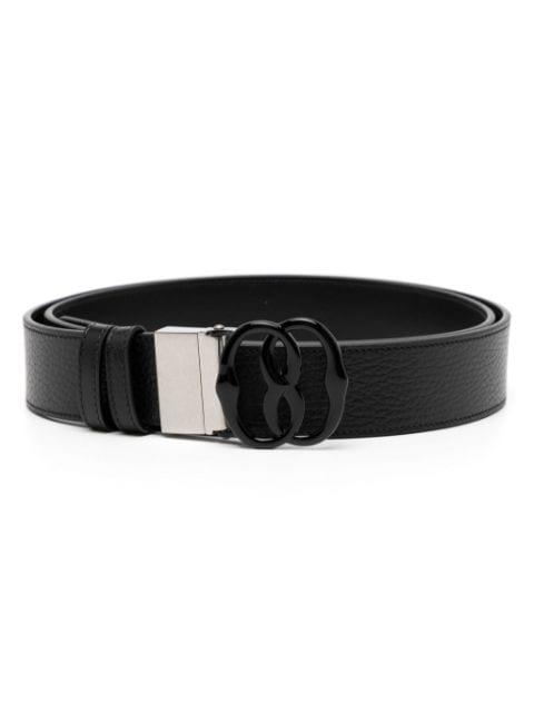 logo-buckle reversible leather belt by BALLY