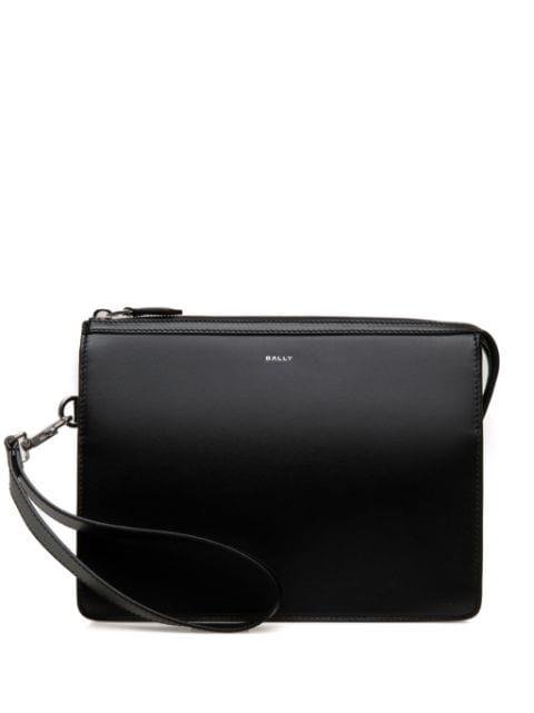 logo-debossed leather clutch bag by BALLY