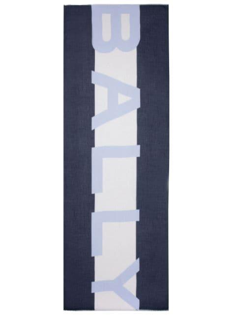 logo-intarsia frayed scarf by BALLY