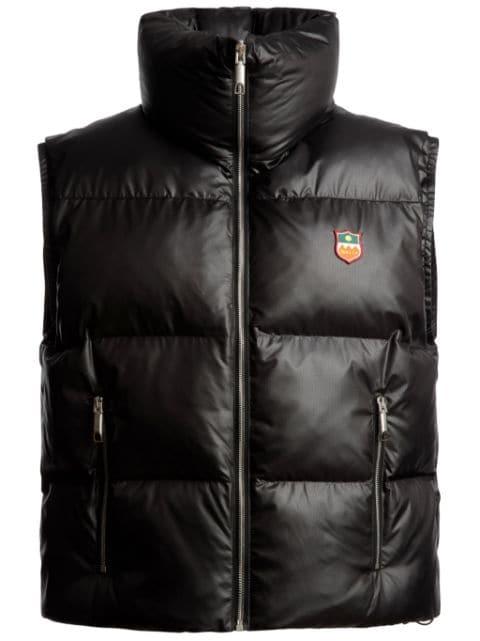 logo-patch high-neck gilet by BALLY