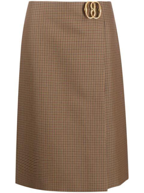 logo-plaque check-pattern skirt by BALLY
