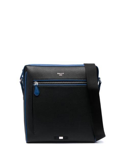 logo-plaque leather messenger bag by BALLY