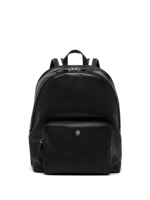 logo-plaque striped-strap backpack by BALLY