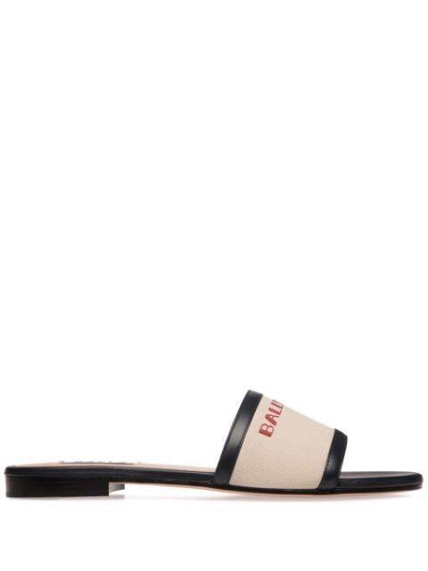 logo-print canvas slides by BALLY