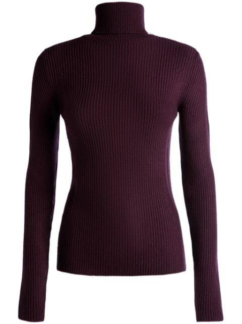 roll neck ribbed-knit jumper by BALLY