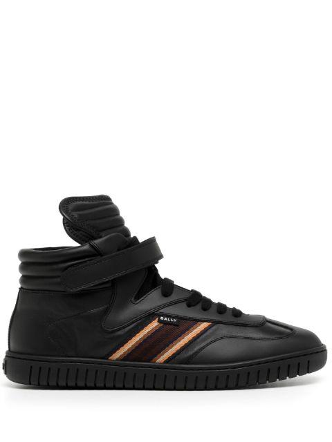 side-stripe leather high-top sneakers by BALLY