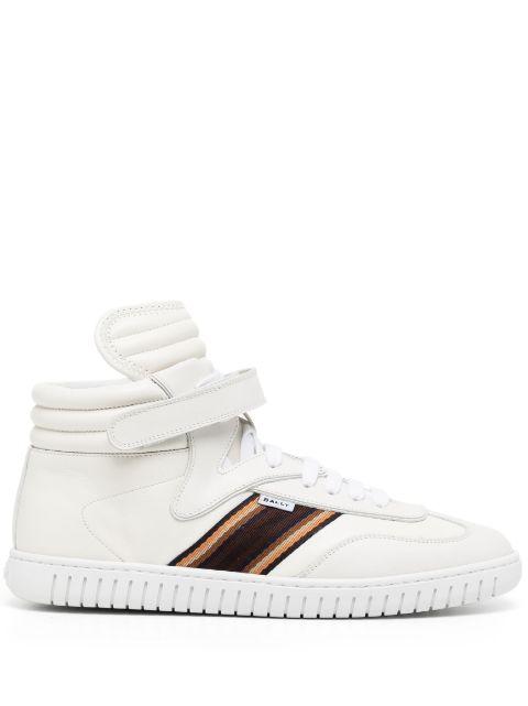 side-stripe leather high-top sneakers by BALLY