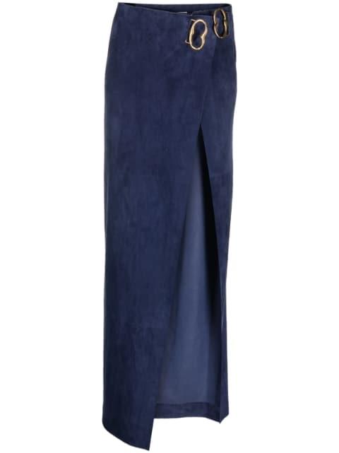 suede maxi wrap skirt by BALLY