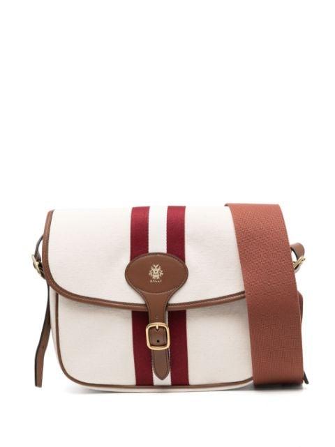 two-stripe detail flap messenger bag by BALLY