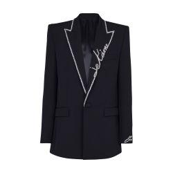 1-button jacket with embroidered love letter collar by BALMAIN