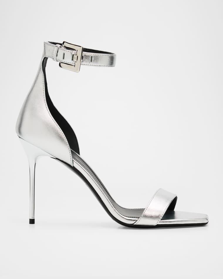 100mm Anthem Metallic Leather Sandals by BALMAIN