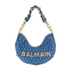 1945 Soft Moon Bag in diamond-quilted denim by BALMAIN