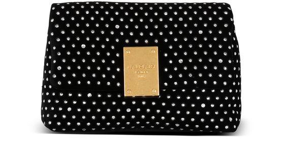 1945 Soft mini bag in velvet and crystals by BALMAIN