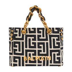 1945 Soft monogrammed jacquard small tote bag by BALMAIN