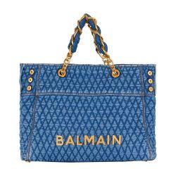 1945 Soft tote bag in diamond-quilted denim by BALMAIN