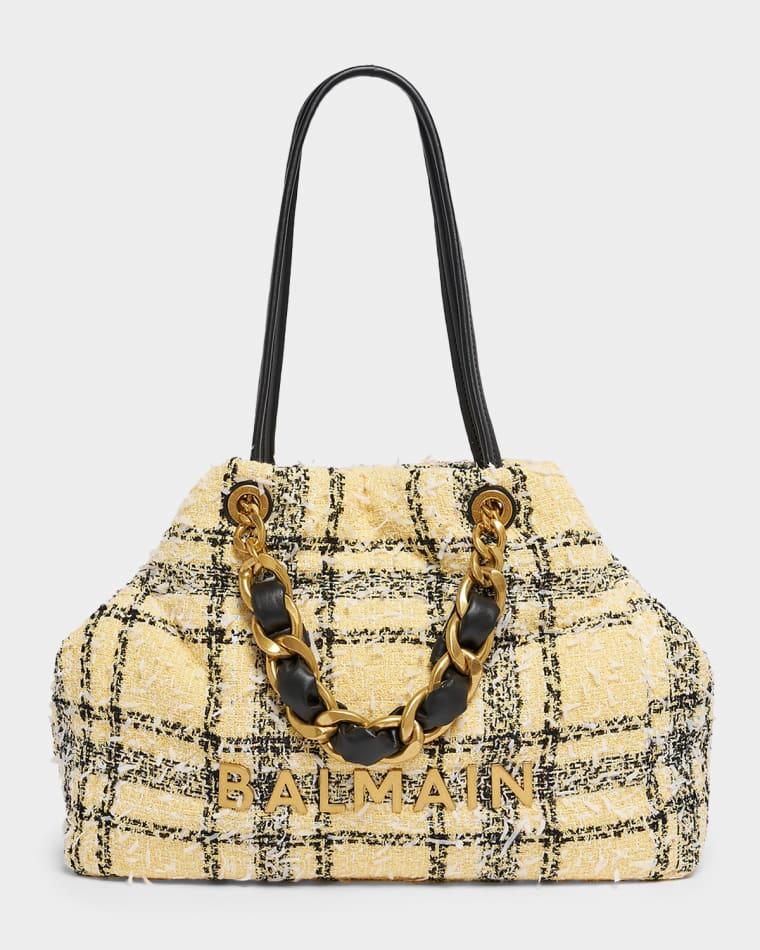 1945 Tote Bag in Plaid Tweed by BALMAIN