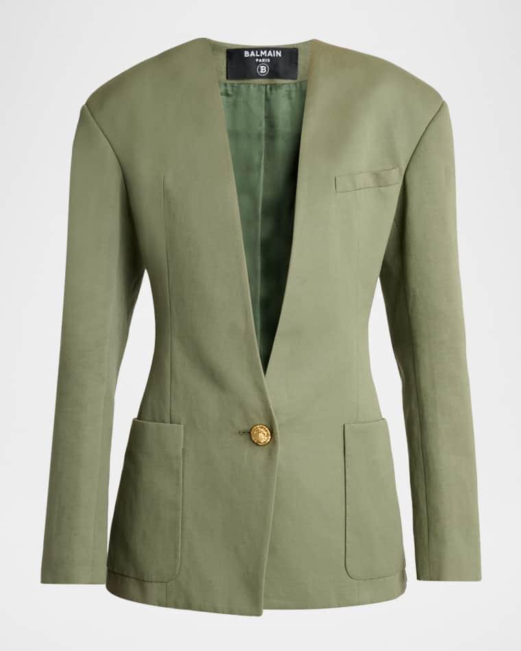 2-Pockets Cotton Single-Breasted Jacket by BALMAIN