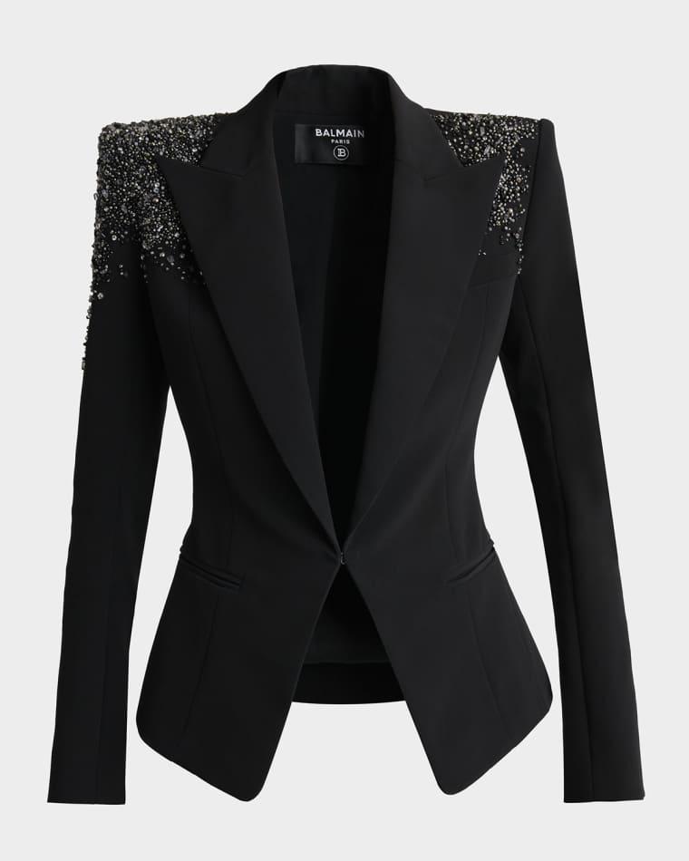 Amethyst Embroidered Single-Breasted Tailored Jacket by BALMAIN