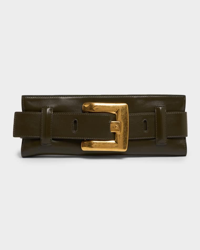 Anthem Belted Clutch Bag in Leather by BALMAIN