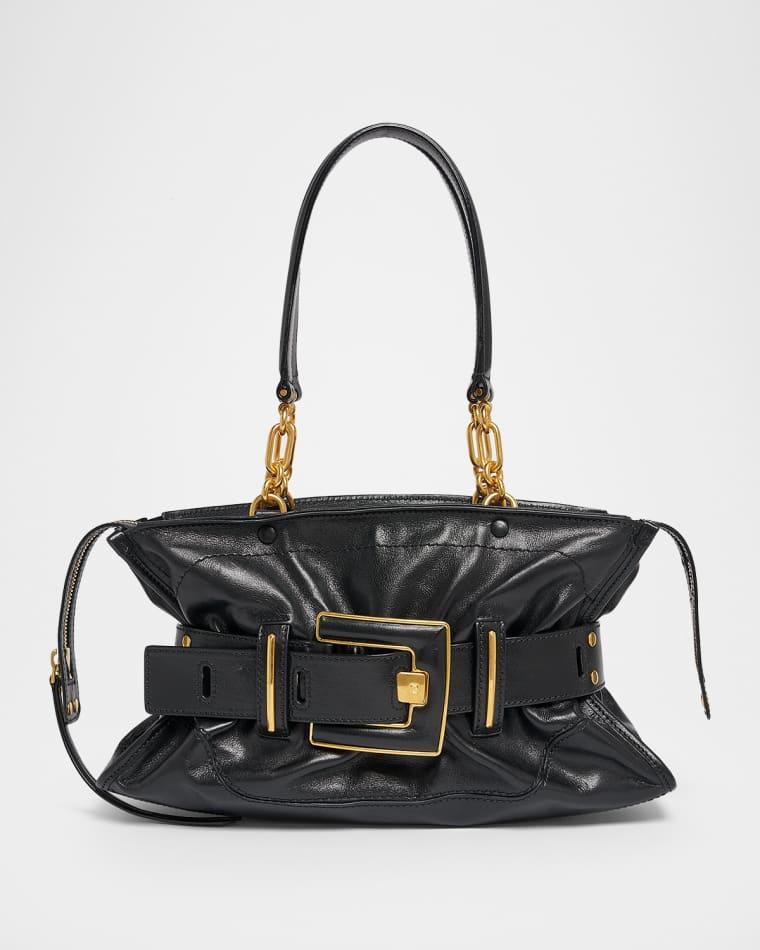 Anthem Belted Shoulder Bag in Leather by BALMAIN