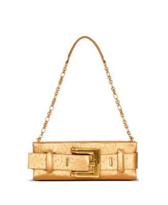 Anthem Laminated Leather Clutch by BALMAIN