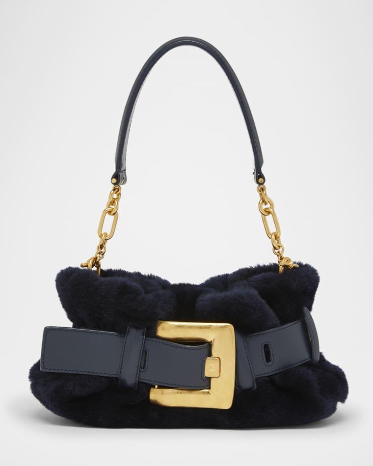 Anthem Mini Shoulder Bag in Shearling by BALMAIN Anthem Mini Shoulder Bag in Shearling by BALMAIN