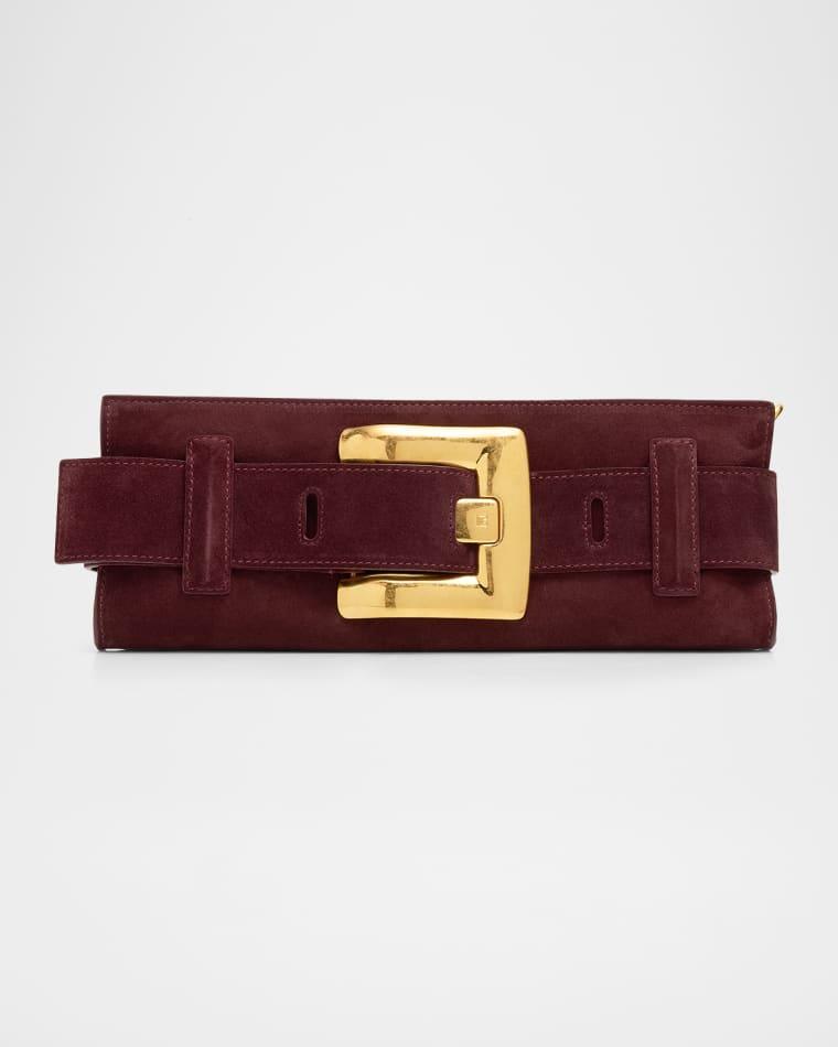 Anthem Mini Suede Clutch Bag by BALMAIN