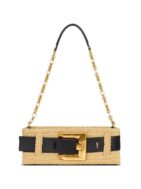 Anthem clutch bag in smooth leather and crochet by BALMAIN