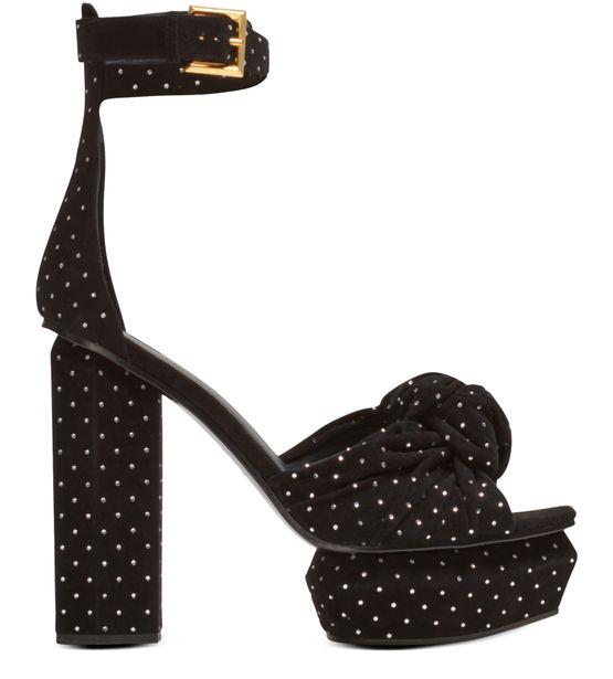 Ava platform in suede leather and crystals sandals by BALMAIN