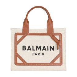 B-Army small model canvas tote bag with leather inserts by BALMAIN