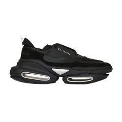 B-Bold leather and suede low-rise sneakers by BALMAIN