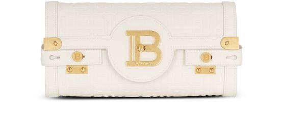 B-Buzz 23 Clutch bag in monogrammed grained leather by BALMAIN